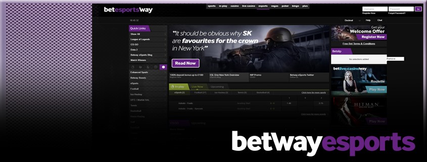 betway-esports-review Betway eSports betting interface, with their logo on top.