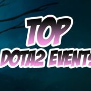 "Top Dota 2 Events" text in front of a background showing the moon and some spooky branches.