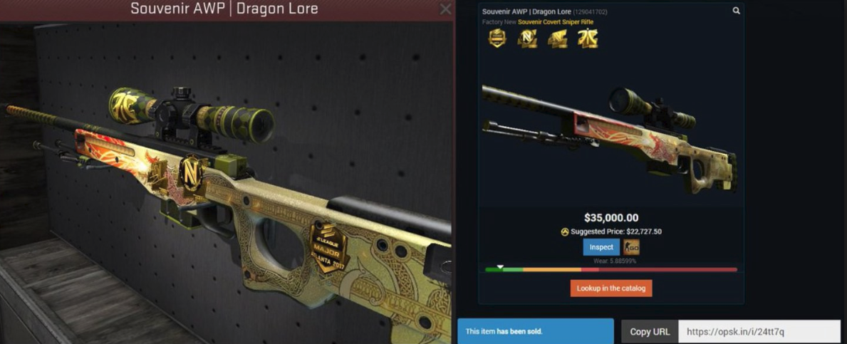 Most popular skin in CS:GO, AWP Dragon Lore